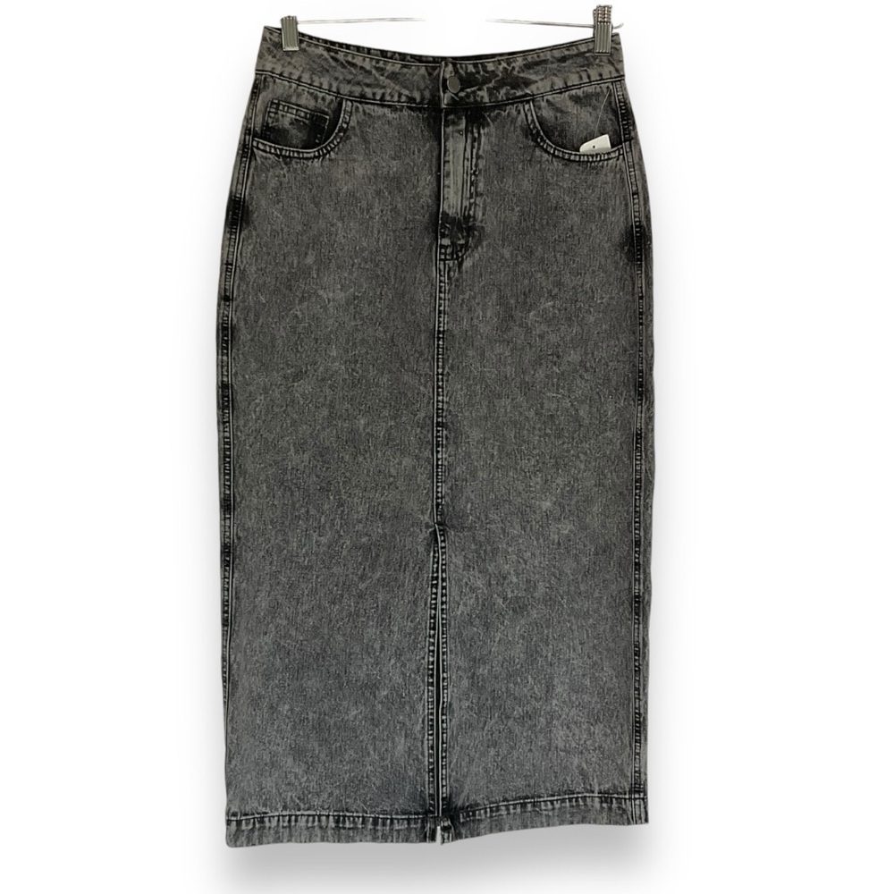 Velvet Heart Black Washed Denim Midi Skirt